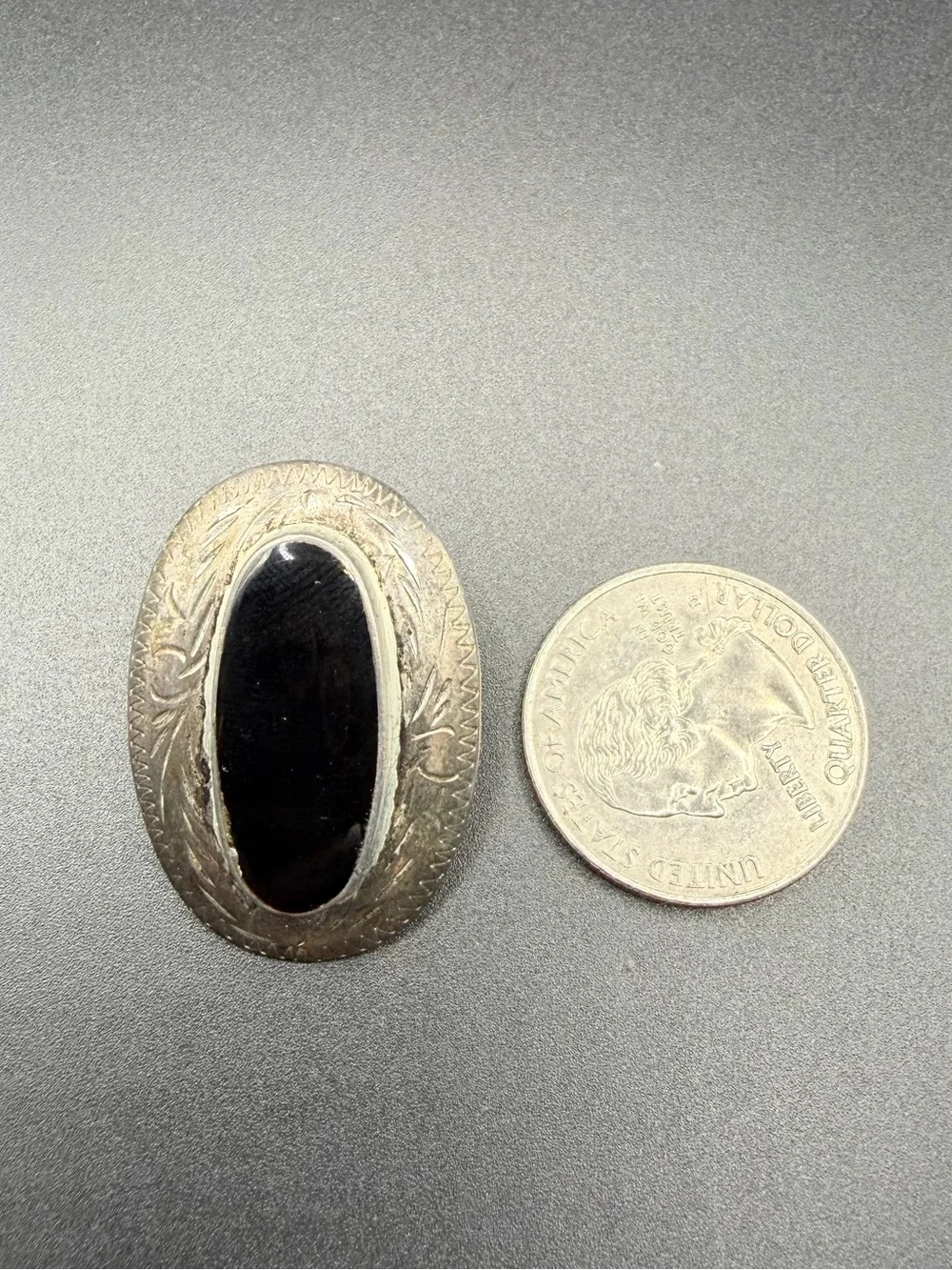Vintage Sterling Silver 925 PAJ Black Onyx Carving Stud Earrings Jewelry